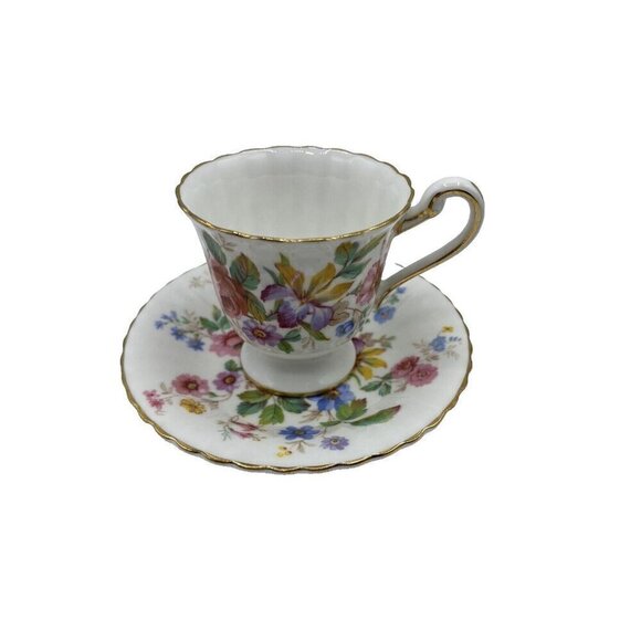 Paragon Demitasse Tea Cup Saucer To Her Majesty Queen England Queens Garden 4 oz - Picture 1 of 15